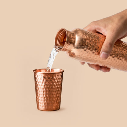 Artisan Hammered Copper Glass Set