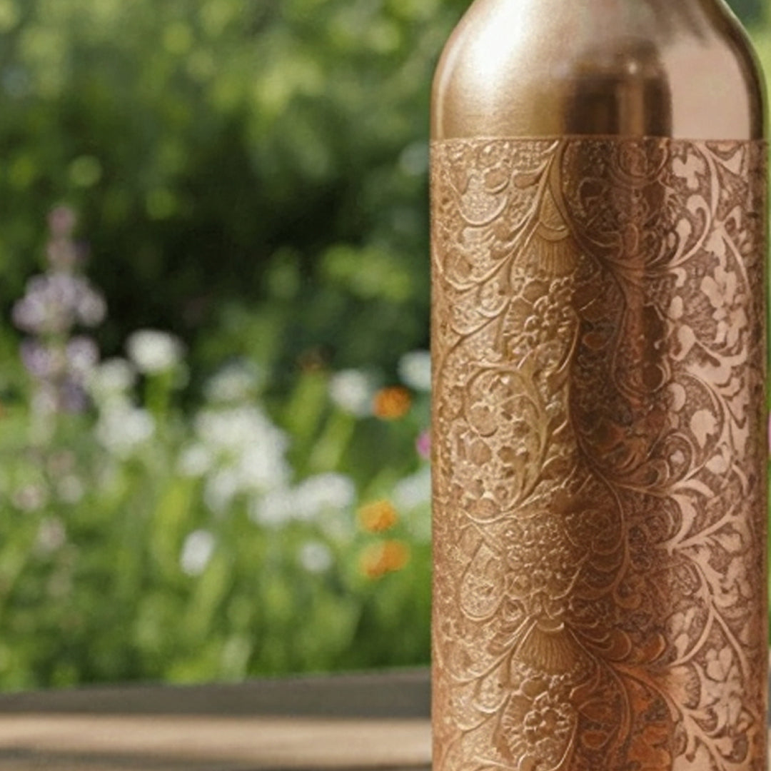 Special Edition Mandala Engraved Copper Water Bottle | Spiritual Wellness & Meditation Design [ Preorder ]