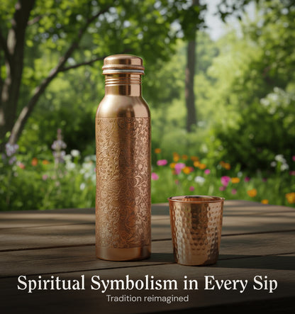 Special Edition Mandala Engraved Copper Water Bottle | Spiritual Wellness & Meditation Design [ Preorder ]